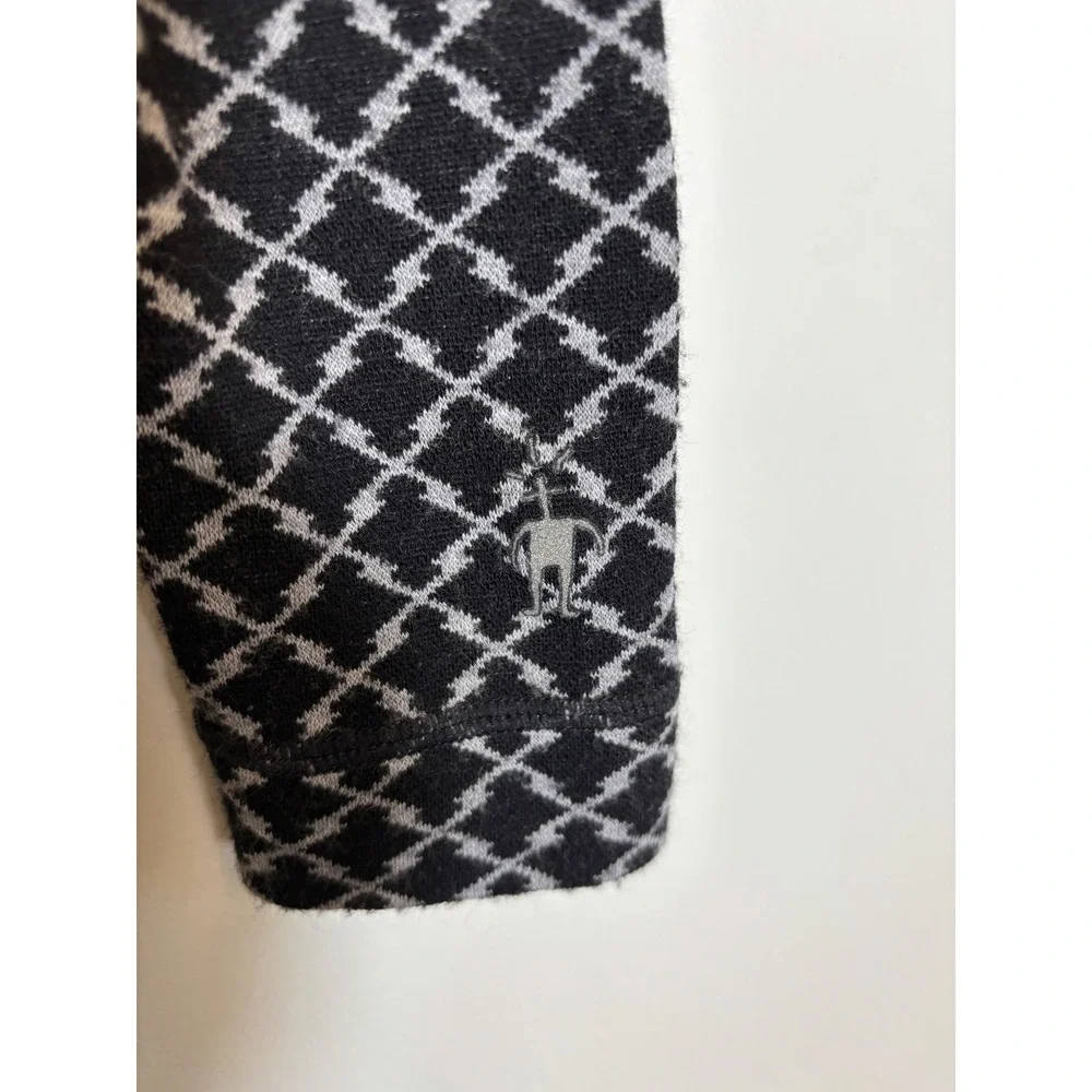 Smartwool Merino 250 Base Layer Womens Small Black White Geometric 1/4 Zip Top - Picture 7 of 10